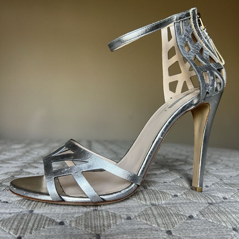 Giorgio Armani Metallic Silver Strappy Stiletto Sandals